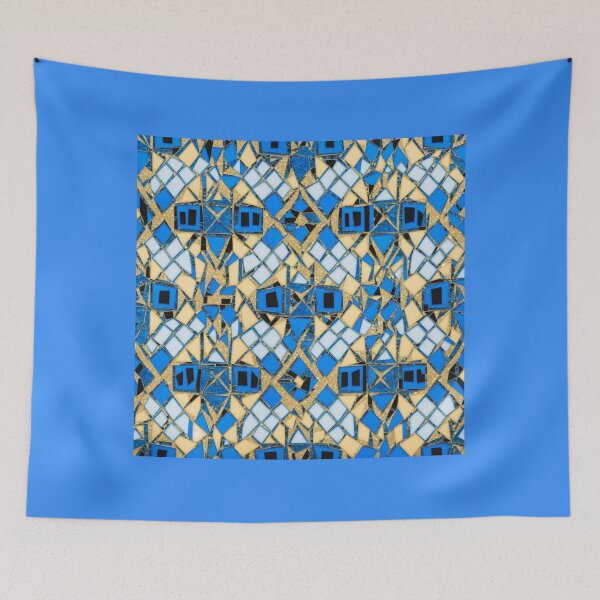 Item preview, Gold and blue art deco mosaics illustration designed and sold by ArtyBuys.