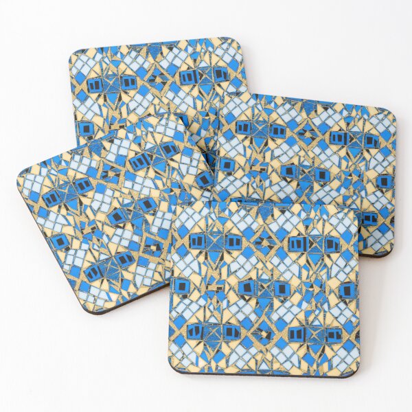 Item preview, Gold and blue art deco mosaics illustration designed and sold by ArtyBuys.