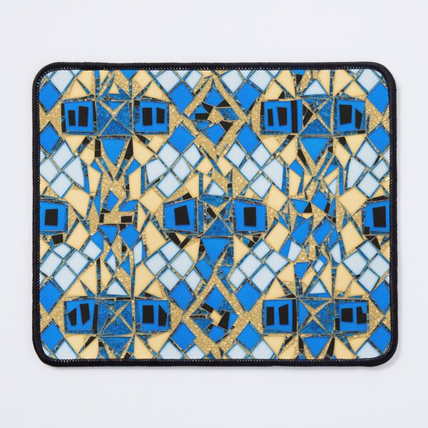 Item preview, Gold and blue art deco mosaics illustration designed and sold by ArtyBuys.