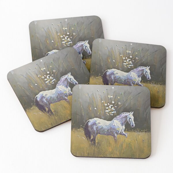 Item preview, white flowers and white horse designed and sold by bogfl.