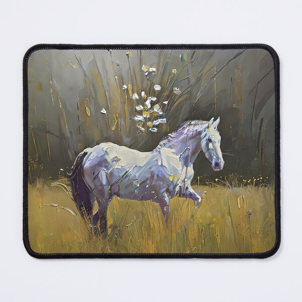 Item preview, white flowers and white horse designed and sold by bogfl.