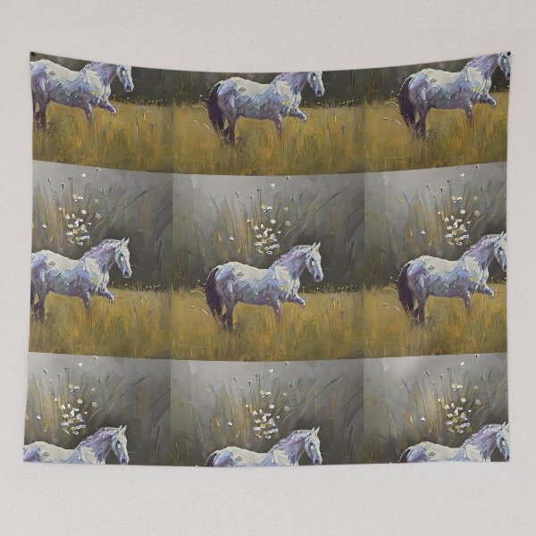 Item preview, white flowers and white horse designed and sold by bogfl.
