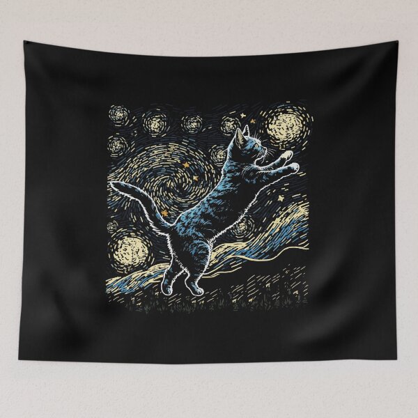 Item preview, Starry Night Inspired Cat Gifts Funny Cat designed and sold by KsuAnn.