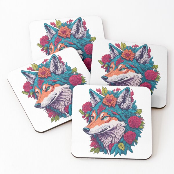 Item preview, Colourful Wolf with Flowers designed and sold by FocusChillax.