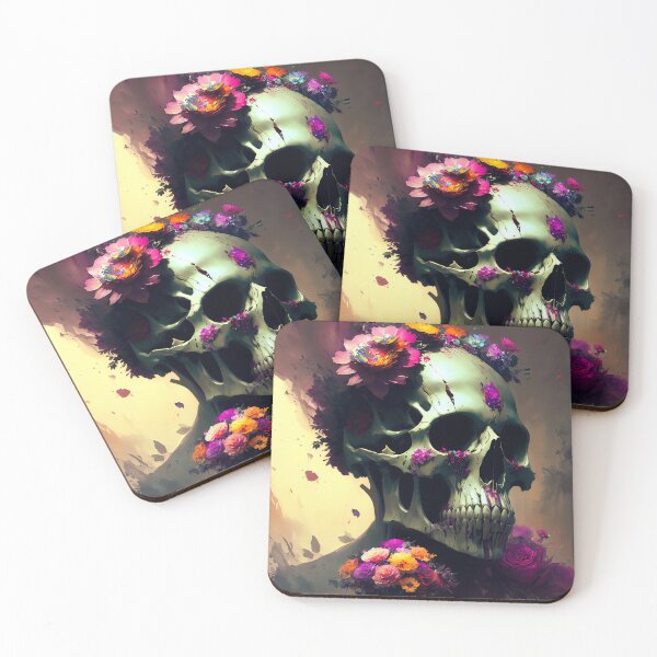 Item preview, Skull made of lush colorful flowers designed and sold by Pixeledfox.
