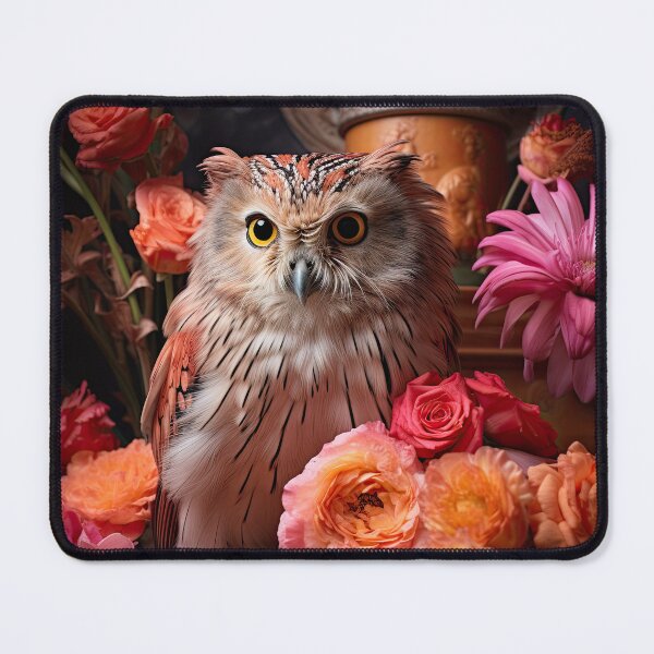 Item preview, Owl with Pink and Orange Flowers designed and sold by H-Leese.