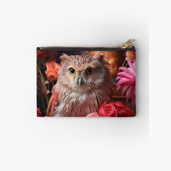 Item preview, Owl with Pink and Orange Flowers designed and sold by H-Leese.