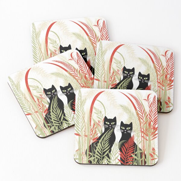 Item preview, Mysterious Duets - Bold Graphic Patterns of 2 Black Furry Cats designed and sold by vadimcarazan.