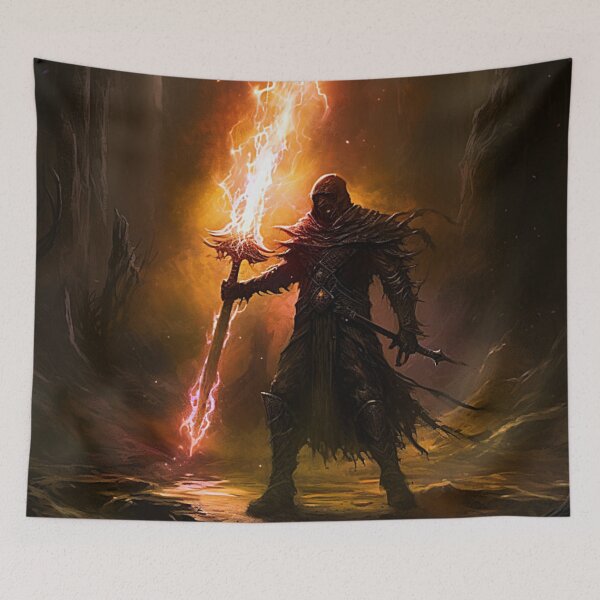 Item preview, Flaming Sword Warrior designed and sold by Dawn van Doorn.