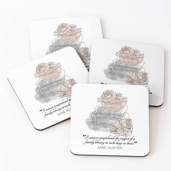 Item preview, Jane Austen quote in watercolor - I cannot comprehend the neglect of a family library in such days as these.  designed and sold by MerytonGallery.