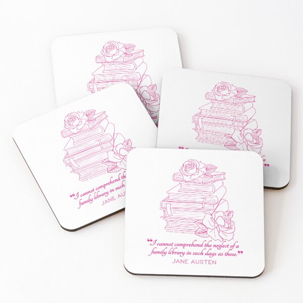 Item preview, Jane Austen quote in pink - I cannot comprehend the neglect of a family library in such days as these.  designed and sold by MerytonGallery.