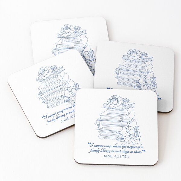 Item preview, Jane Austen quote in blue - I cannot comprehend the neglect of a family library in such days as these.  designed and sold by MerytonGallery.