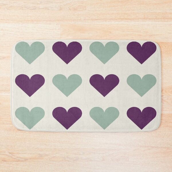 Item preview, Large MUTED GREEN, AUBERGINE PURPLE & CREAM LOVE HEARTS designed and sold by RachelMacht.
