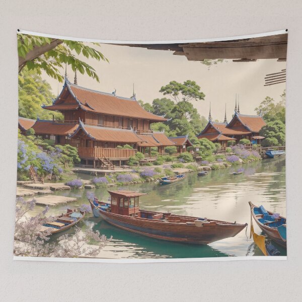 Item preview, Asian Village by The River designed and sold by amenwolf.