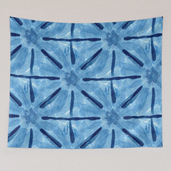 Item preview, Seamless tie-dye pattern of indigo color on white silk.  Shibori dyeing. designed and sold by lamarmarina.