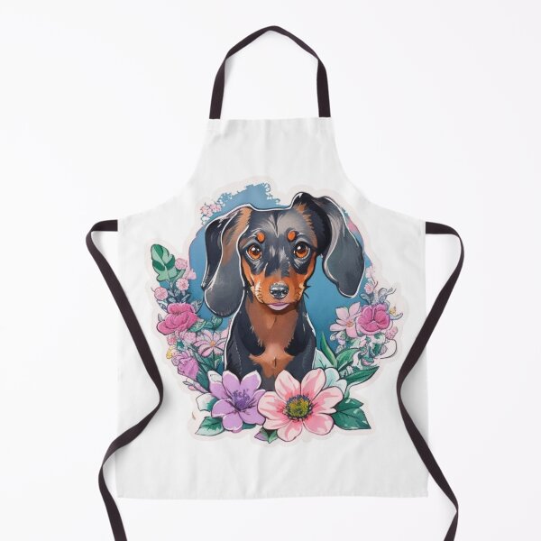 Item preview, Portrait of Adorable Dachshund with watercolor flowers designed and sold by YourNameMatters.