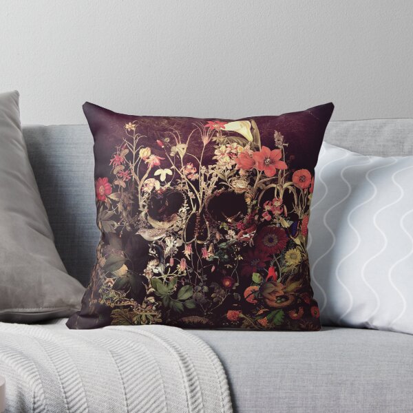 Bloom Skull Throw Pillow