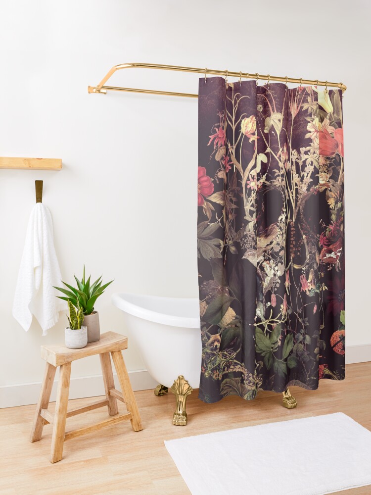 Alternate view of Bloom Skull Shower Curtain
