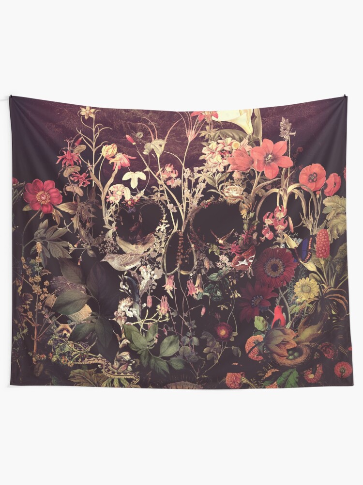 Alternate view of Bloom Skull Tapestry