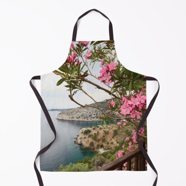 Item preview, Pink flowers and a view. Holy Monastery of the Archangel Michael. Thassos 2023 34 designed and sold by Jouko Lehto Photography.