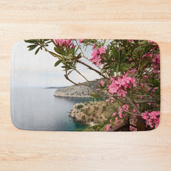 Item preview, Pink flowers and a view. Holy Monastery of the Archangel Michael. Thassos 2023 34 designed and sold by Jouko Lehto Photography.