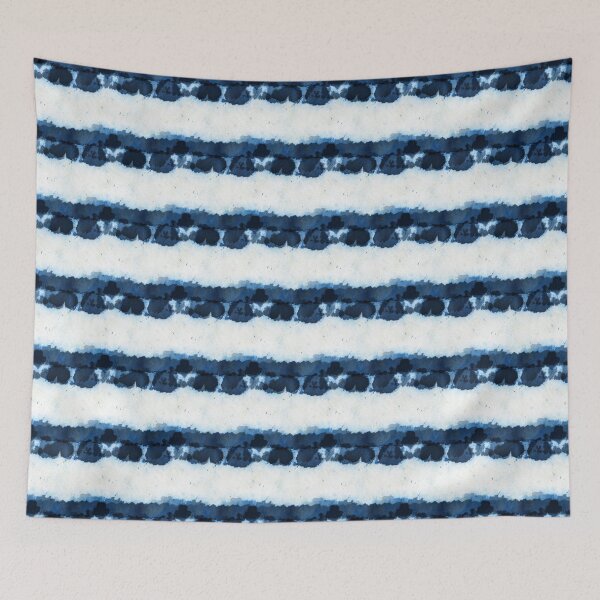 Item preview, Seamless tie-dye pattern of indigo color on white silk.  Shibori dyeing. designed and sold by lamarmarina.