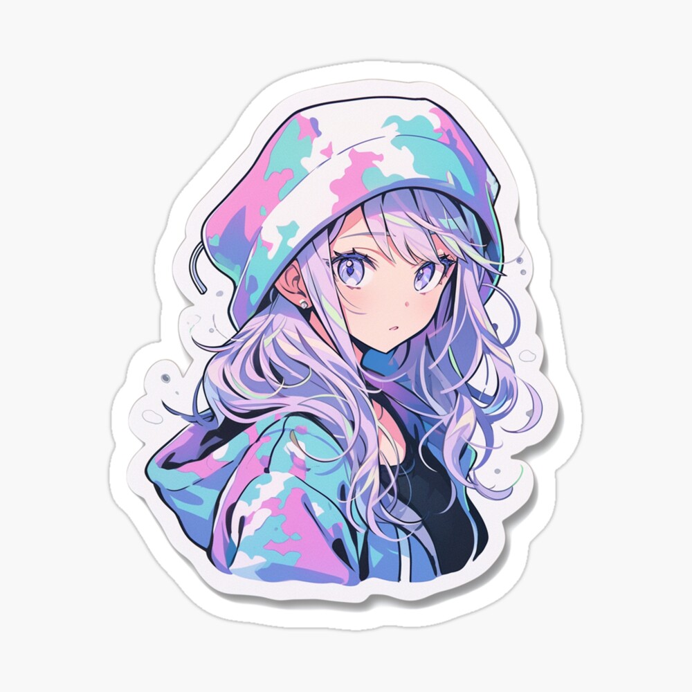 Anime Aesthetic Punk Braid Beanie Otaku Girl Kawaii  Sticker for Sale by  ChicStixArt