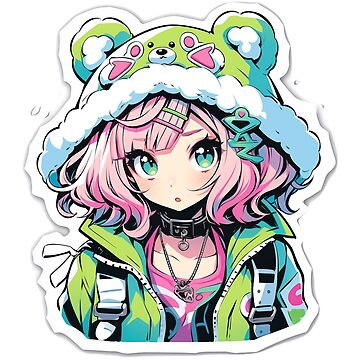 Anime Aesthetic Punk Braid Beanie Otaku Girl Kawaii  Sticker for Sale by  ChicStixArt
