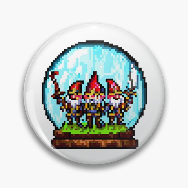 Item preview, Gnome warrios inside a glass globe pixel art designed and sold by PexelBoi.