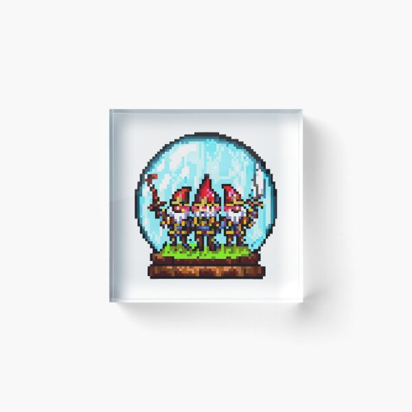 Item preview, Gnome warrios inside a glass globe pixel art designed and sold by PexelBoi.