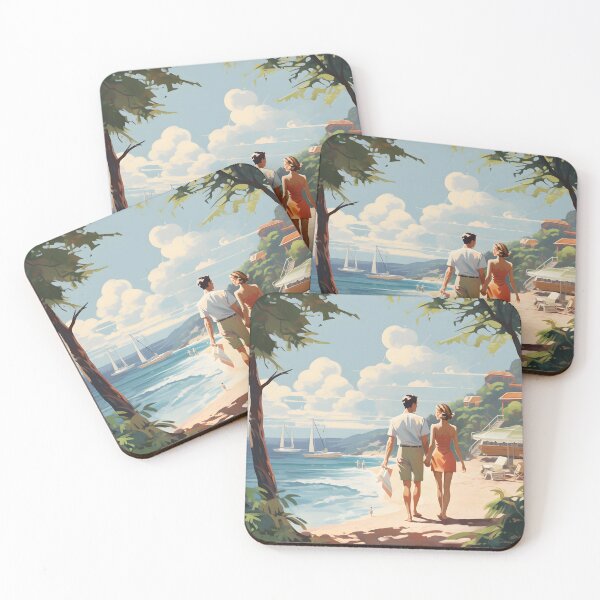 Item preview, Sun-Kissed Serenity - Lovers Beach Walk Poster designed and sold by UrsaStick.
