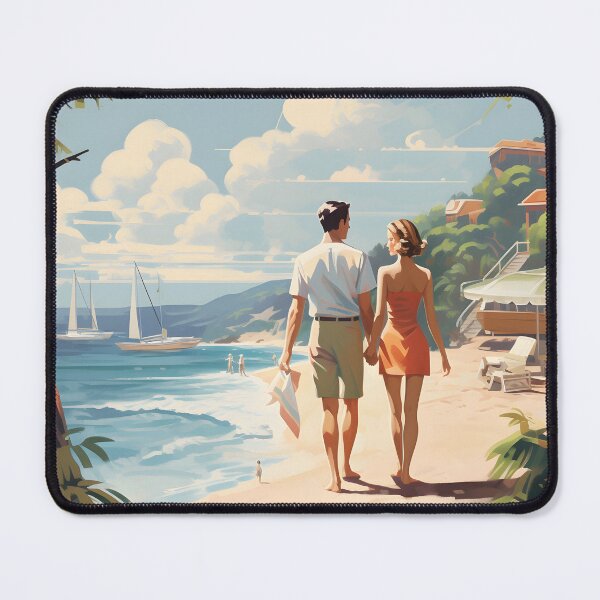 Item preview, Sun-Kissed Serenity - Lovers Beach Walk Poster designed and sold by UrsaStick.
