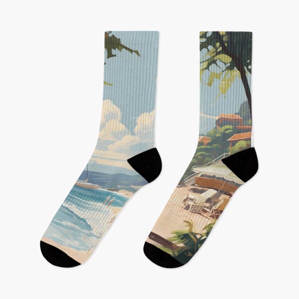 Item preview, Sun-Kissed Serenity - Lovers Beach Walk Poster designed and sold by UrsaStick.