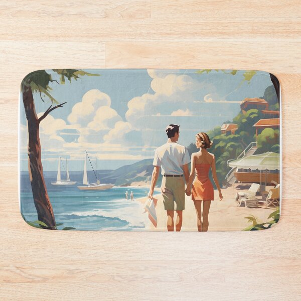 Item preview, Sun-Kissed Serenity - Lovers Beach Walk Poster designed and sold by UrsaStick.