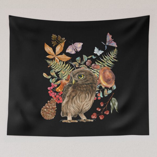 Item preview, Cottagecore Owl In The Forest Cute Colorful Design designed and sold by EarthArtDesigns.