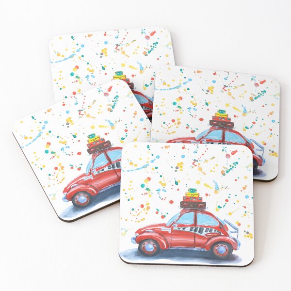 Item preview, Red retro car painting. Travel. designed and sold by Katenaz.