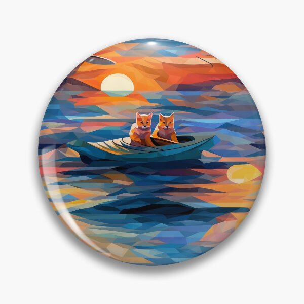 Aperçu de l'œuvre Cat Kayak Summer Adventure - édition cubisme créée et vendue par VieUnique.