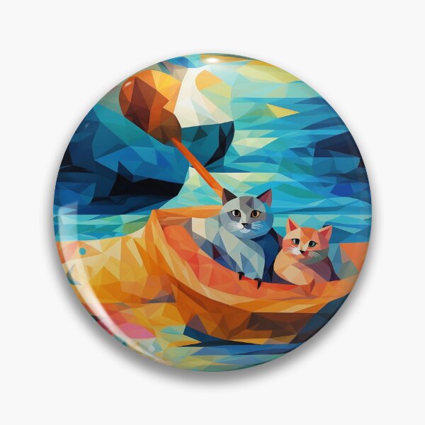 Aperçu de l'œuvre Cat Kayak Summer Adventure - édition cubisme créée et vendue par VieUnique.