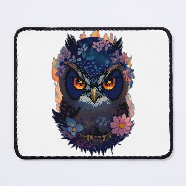 Item preview, Nocturnal Enigma: Mysterious Owl Amidst Darkened Blooms designed and sold by Bulbuc.
