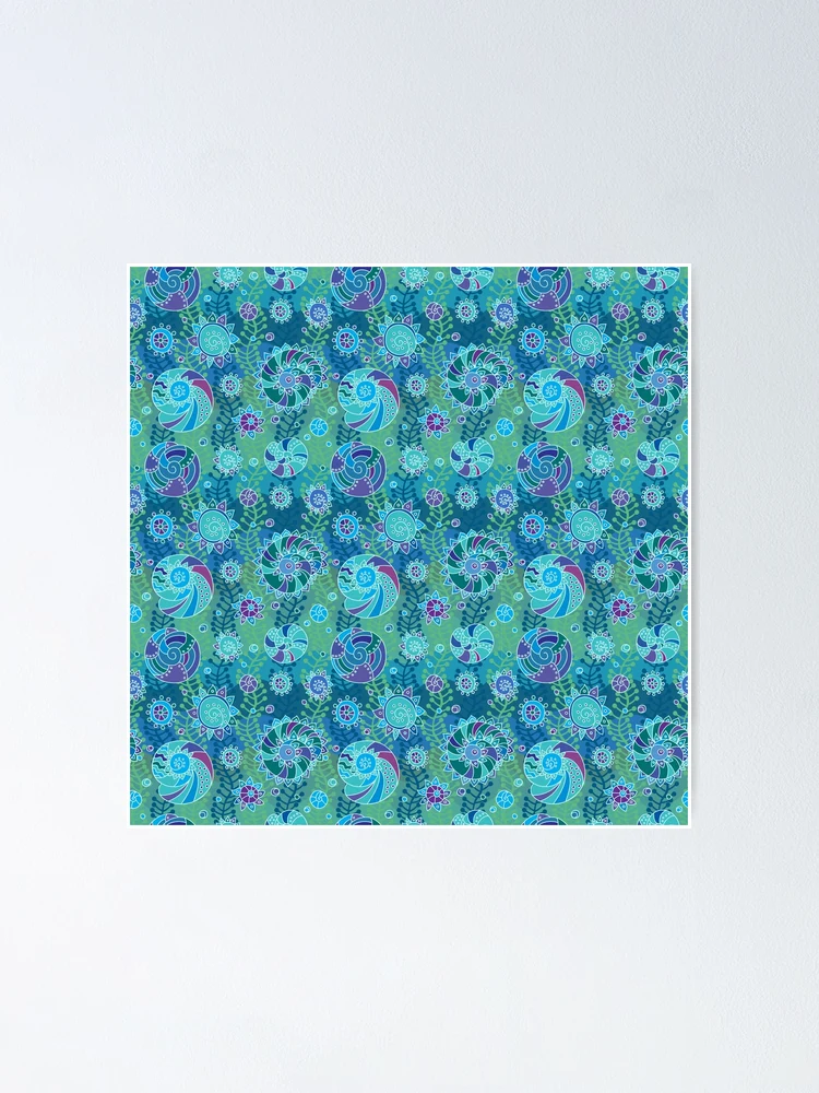 Thumbnail 1 of 3, Poster, Shells seamless pattern designed and sold by maystra.