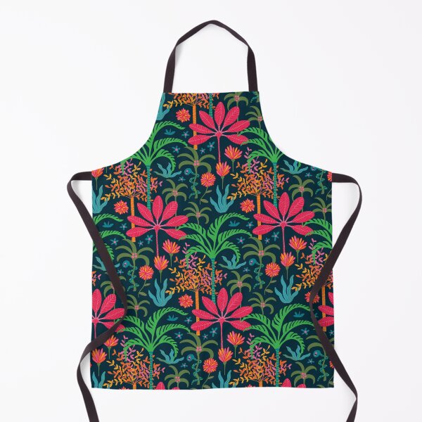Item preview, DREAM Bohemian Tropical Paradise Palm Trees Exotic Floral Botanical Plants with Cute Snake in Bright Red Green Blue Orange Yellow on Dark Blue - UnBlink Studio by Jackie Tahara designed and sold by Jackie Tahara of UnBlink Studio.