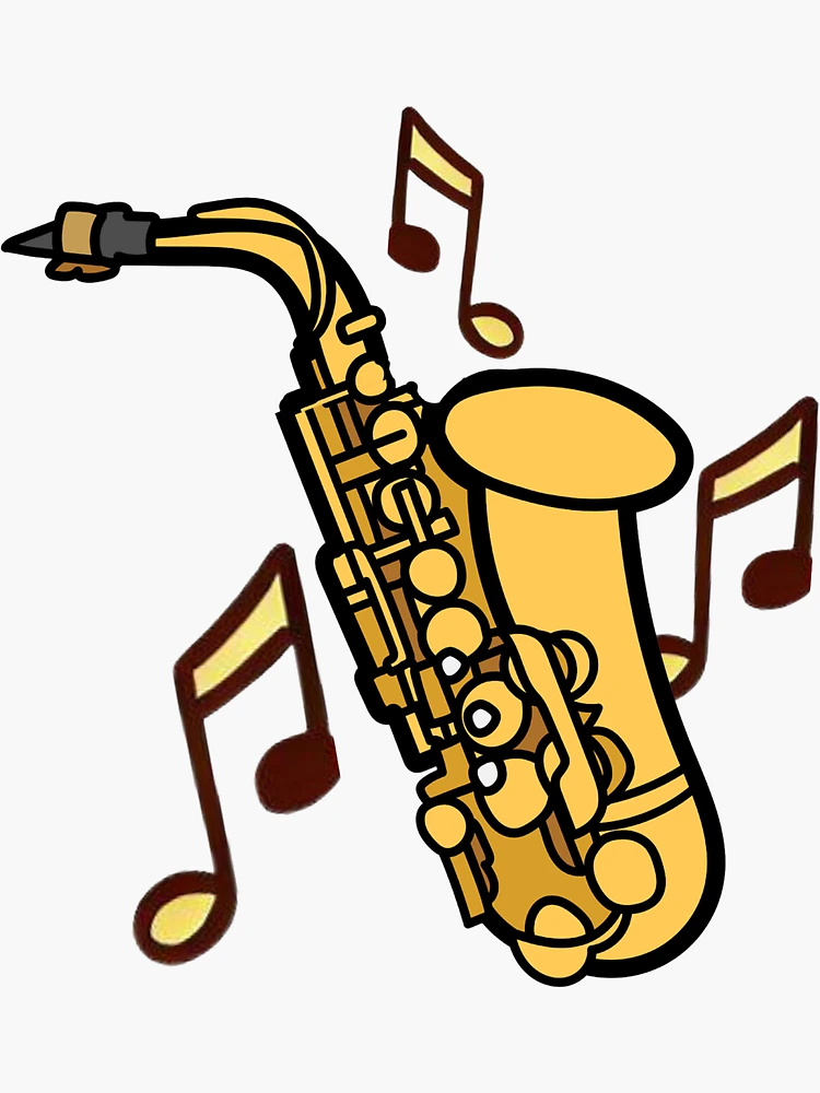 AB Saxophone and Trumpet Dancing Cartoon Classic Round Sticker, Zazzle