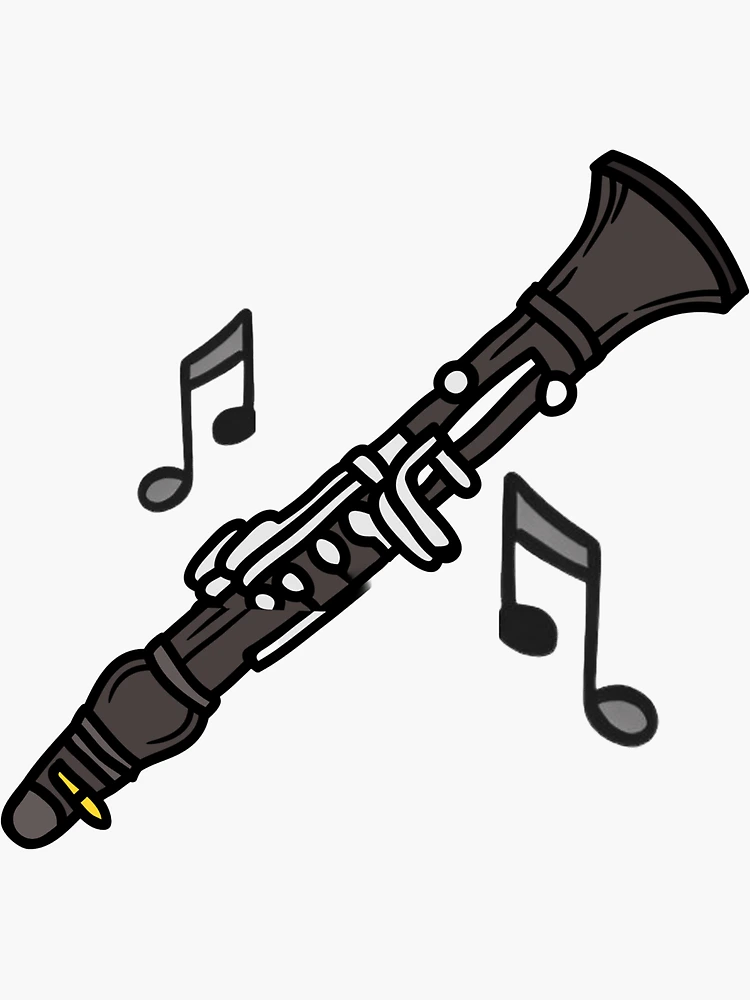 A cartoon of a kawaii clarinet with musical notes Sticker for Sale by  vidademusico | Redbubble