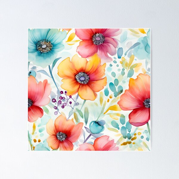 Item preview, Watercolor flowers pattern designed and sold by enipra.