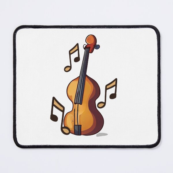 Item preview, A cartoon of a kawaii double bass with musical notes designed and sold by vidademusico.
