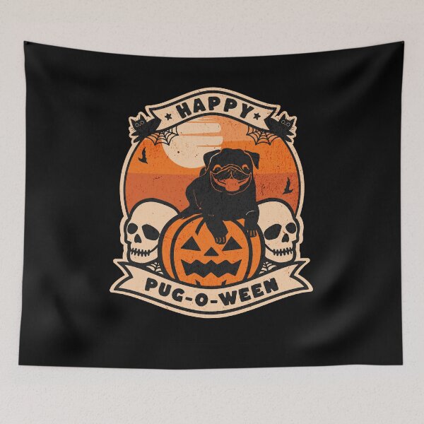 Item preview, Pug-O-Ween: Halloween Themed Pug, Pumpkins, and Skulls Design designed and sold by Zandalus.