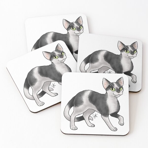 Item preview, Cat - Devon Rex - Black and White designed and sold by Jennifer Stolzer.