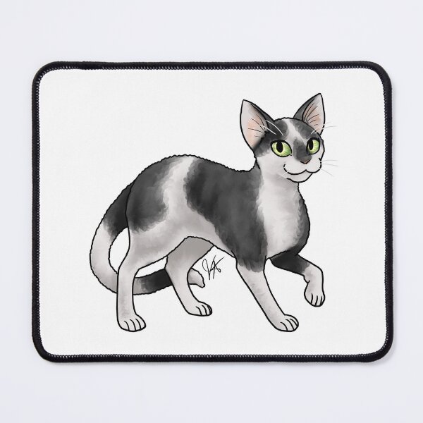 Item preview, Cat - Devon Rex - Black and White designed and sold by Jennifer Stolzer.
