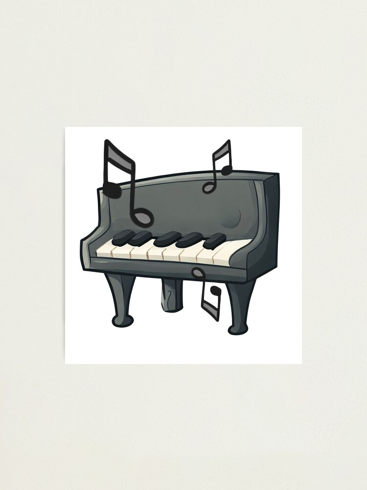 A cartoon of a kawaii piano with musical notes