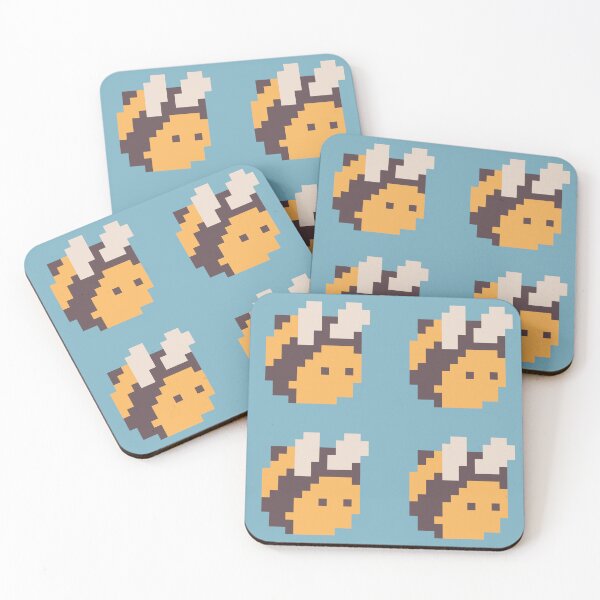 Item preview, Pixel Bee Pattern - Blue designed and sold by Little Lamb's Lore.